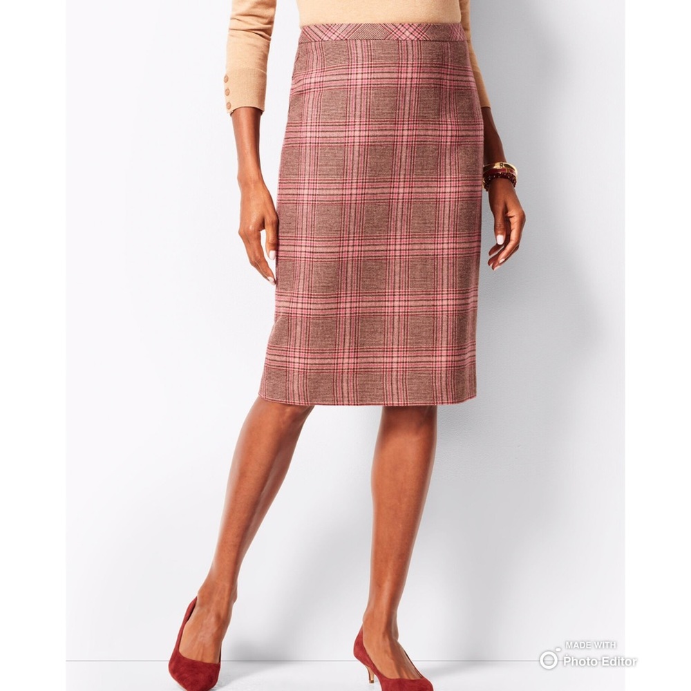 New TALBOTS Wool Glen Plaid Pencil Skirt size 6P
